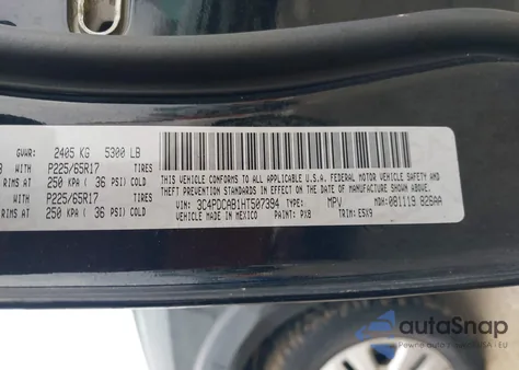 2017 Dodge Journey Se from USA, damaged, VIN 3C4PDCAB1HT507394